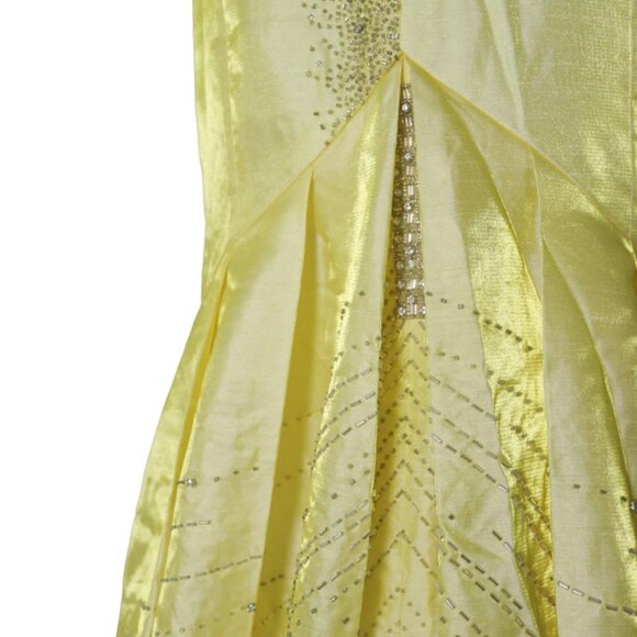 Vtg Size 4 Sparkly Yellow Beaded One Shoulder Mermaid Cocktail Evening Gown - Picture 7 of 7